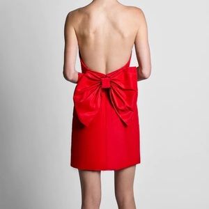 NWOT Alexia Maria Strapless Bow Back Silk Faille Mini Dress